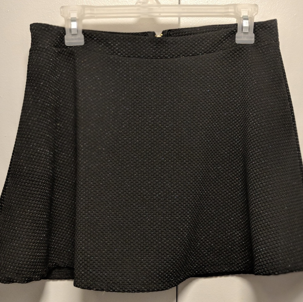 Black Skater Skirt with Gold Stitching.